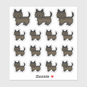Adesivo Cães de Cartoon Cute do Cairn Terrier Dark Brindl