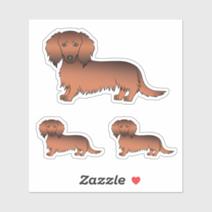 Adesivo Cães de Cartoon de Cabelo Longo Vermelho