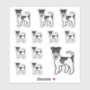 Adesivo Cães de Cartoon de Fox Terrier Cute, de Fio Negro