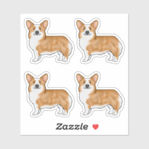 Adesivo Cães de Cartoon Vermelho Pembroke Welsh Corgi