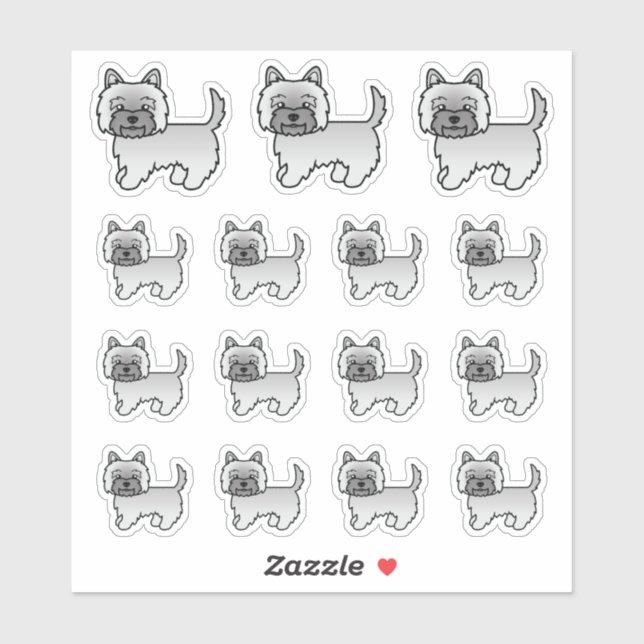 Adesivo Cães de desenho animado Terrier Grey Cairn fofos (Folha)