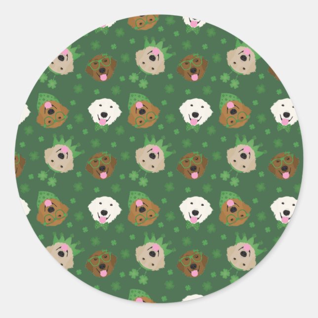 Adesivo Cães de Dia de São Patrício para Retriever Ouros (Frente)