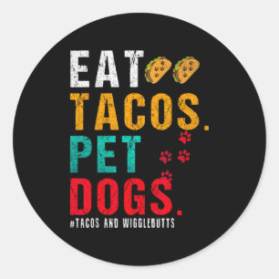 Adesivo Cães de Estimação Comem Tacos Wigglebutts Cão Cita