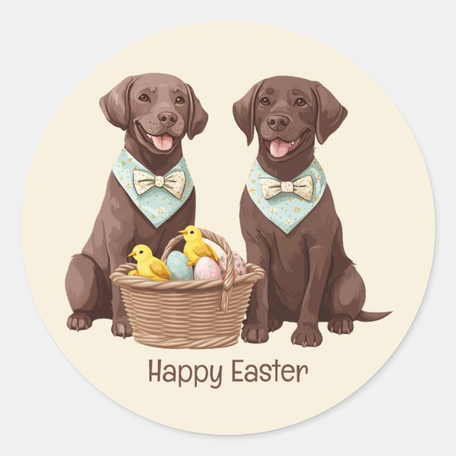 Adesivo Cães de felz pascoa de chocolate Labrador (Frente)