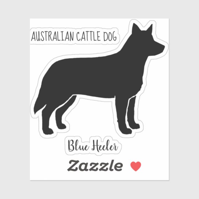 Adesivo Cães de Gado Australianos Silhout Blue Heeler Viny (Folha)