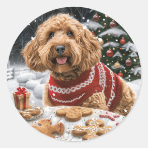 Adesivo Cães de Goldendoodle de Natal