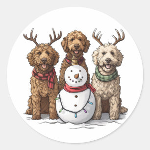 Adesivo Cães de Goldendoodle de Natal