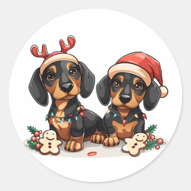 Adesivo Cães de Natal Dachshund (Frente)