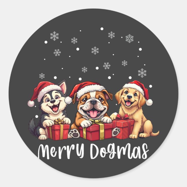 Adesivo Cães de Natal Feliz Dogmas (Frente)