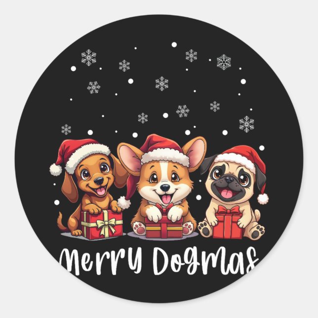 Adesivo Cães de Natal Feliz Dogmas (Frente)