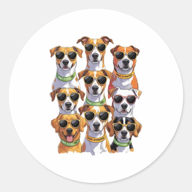 Adesivo Cães de óculos de sol Patas Hidratadas (Frente)