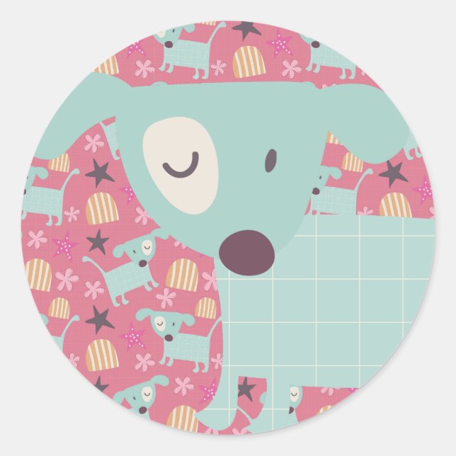 Adesivo Cães, Estrelas e Flores (Frente)