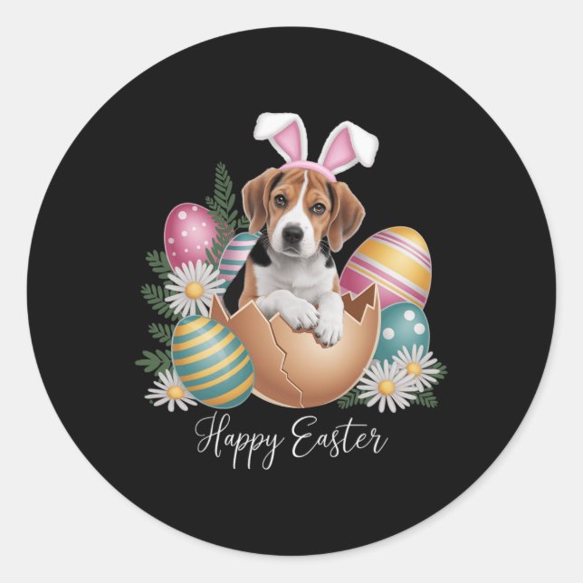 Adesivo Cães Florais Dia de Páscoa Cachorro Beagle Fofinho (Frente)