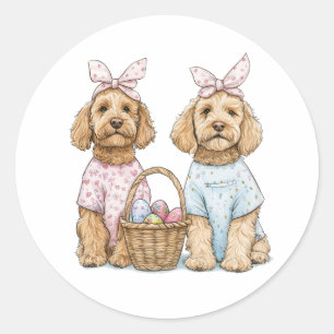 Adesivo Cães Goldendoodle de Páscoa