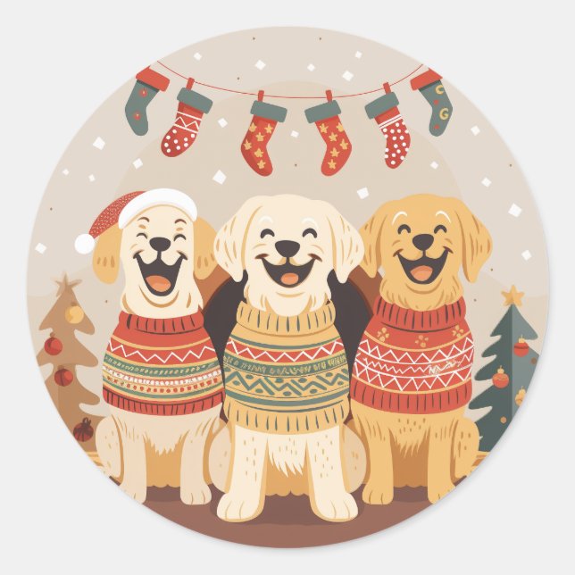 Adesivo Cães Labrador Retriever de Natal (Frente)