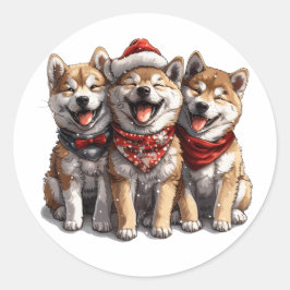 Adesivo Cães Papais noeis de Shiba Inu de Natal