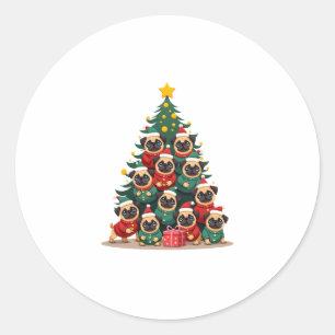 Adesivo Cães Pug Árvore de Natal Natal Fofo (2)