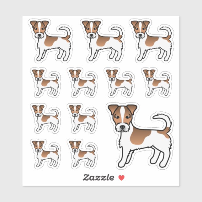 Adesivo Cães Terrier Jack Russell de pelo áspero Branco e  (Folha)