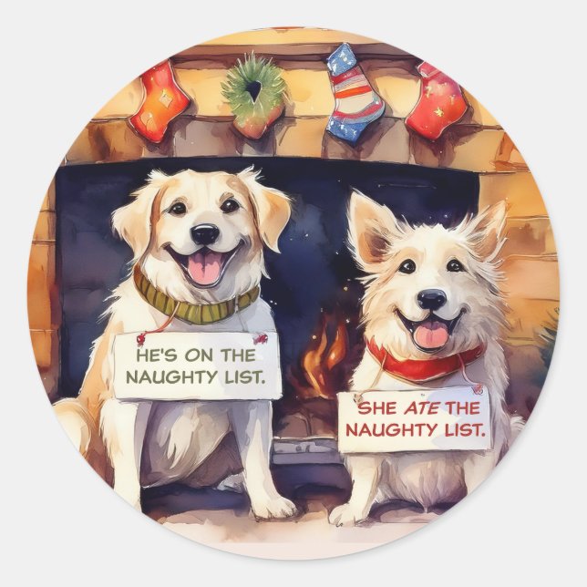 Adesivo Cães travesseiros Vinhetas de Natal (Frente)