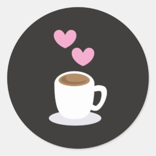 Adesivo Café ama corações em preto
