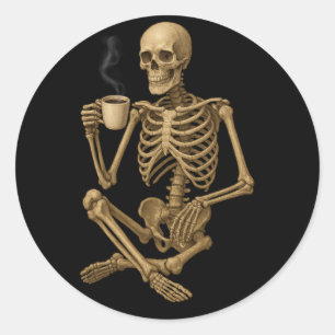 Adesivo Café até a morte - Horário do Café Skeleton