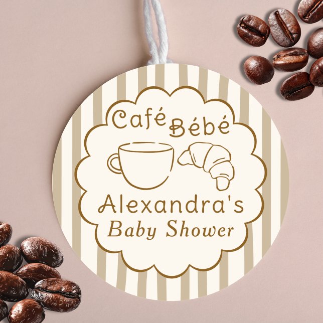 Adesivo Café Bebe Café Francês Chá de Bebê Personalizado (Criador carregado)