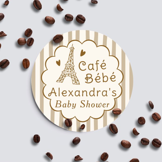 Adesivo Café Bebe Paris Café Personalizado Chá de Bebê (Criador carregado)