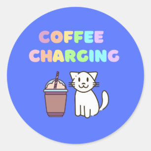 Adesivo café carregando gato adorável