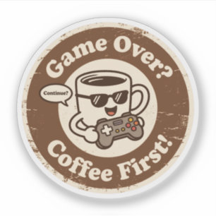 Adesivo Café com Estilo Retrô & Gamer "Fim de Jogo"