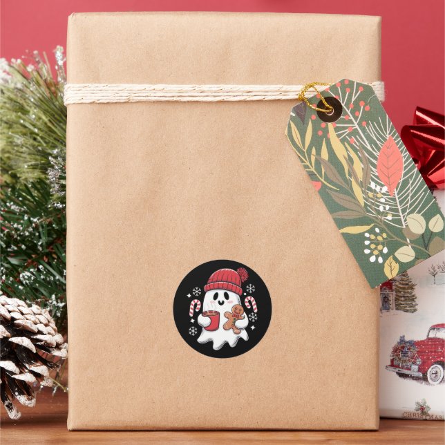 Adesivo Café com Gelo Fantasma Fofo de Natal Retrô Café de (Feriado)