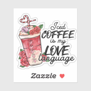 Adesivo Café com Gelo Linguagem do Amor Rosa Vermelho Dia 