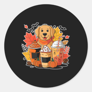 Adesivo Café com Leite de Café Golden Retriever de Abóbora