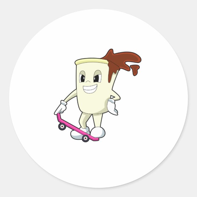 Adesivo Café como skater com skate (Frente)