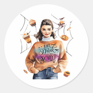 Adesivo Café Da Manhã À Bebida Do Halloween E Assustados