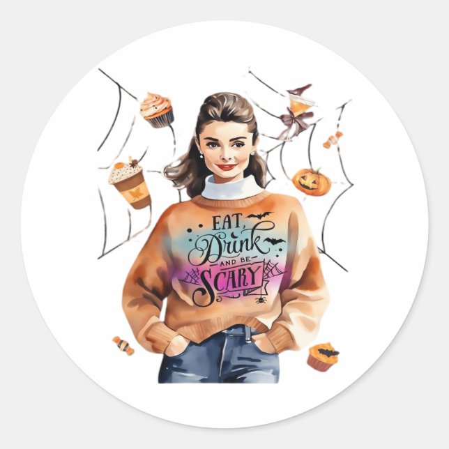 Adesivo Café Da Manhã À Bebida Do Halloween E Assustados (Frente)