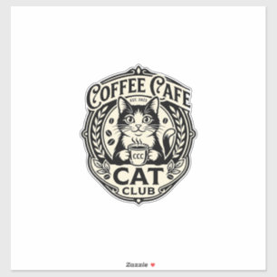 Adesivo Café de Gato Engraçado Gráfico - Clube de Gato de