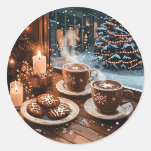Adesivo Café de inverno com cacau quente e biscoitos