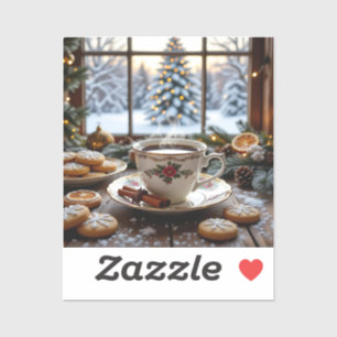 Adesivo Café de Natal e Bolachas Cena de inverno