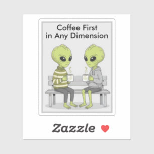 Adesivo Café Divertido e Alienígenas