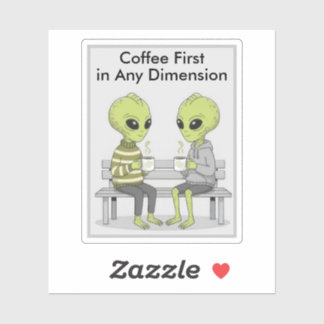 Adesivo Café Divertido e Alienígenas