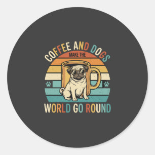 Adesivo Café e Cães Pug Retro Amante