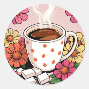 Adesivo Café e Flores de Bolinhas