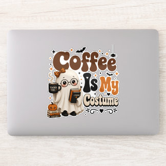 Adesivo Café É Meu Figurino Halloween Professor Laptop