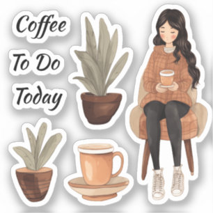 Adesivo Café e planta