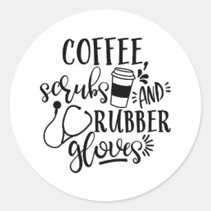 Adesivo Café Esfrega E Luvas De Borracha Enfermeira Engraç