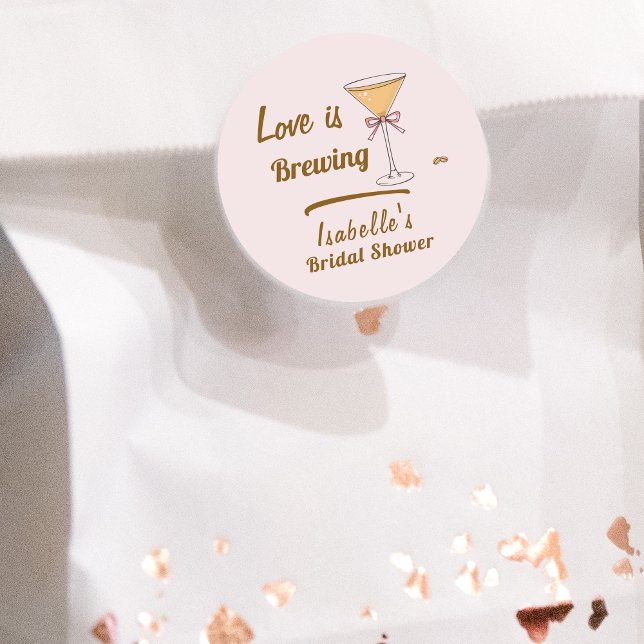 Adesivo Café Espresso Martini Moderno Chá de Bebê de Noiva (Criador carregado)