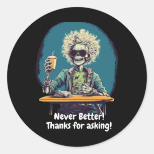 Adesivo Café esquelético Nunca Melhor Diversão de Figurino