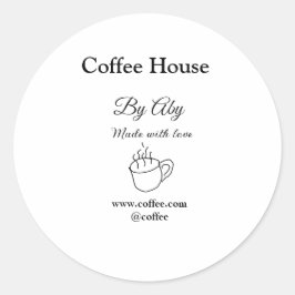 Adesivo Café feito com amor adicionar texto site social
