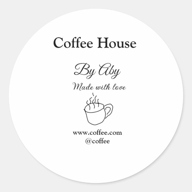 Adesivo Café feito com amor adicionar texto site social (Frente)
