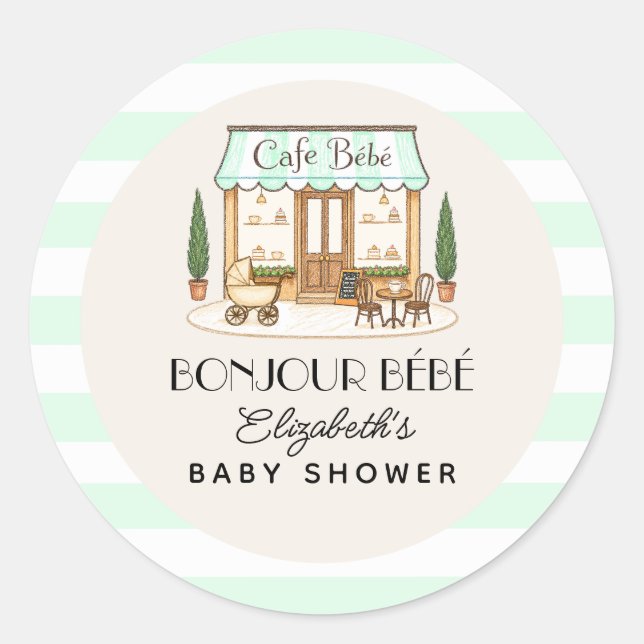 Adesivo Café Francês Paris Chá de Bebê Bébé (Frente)